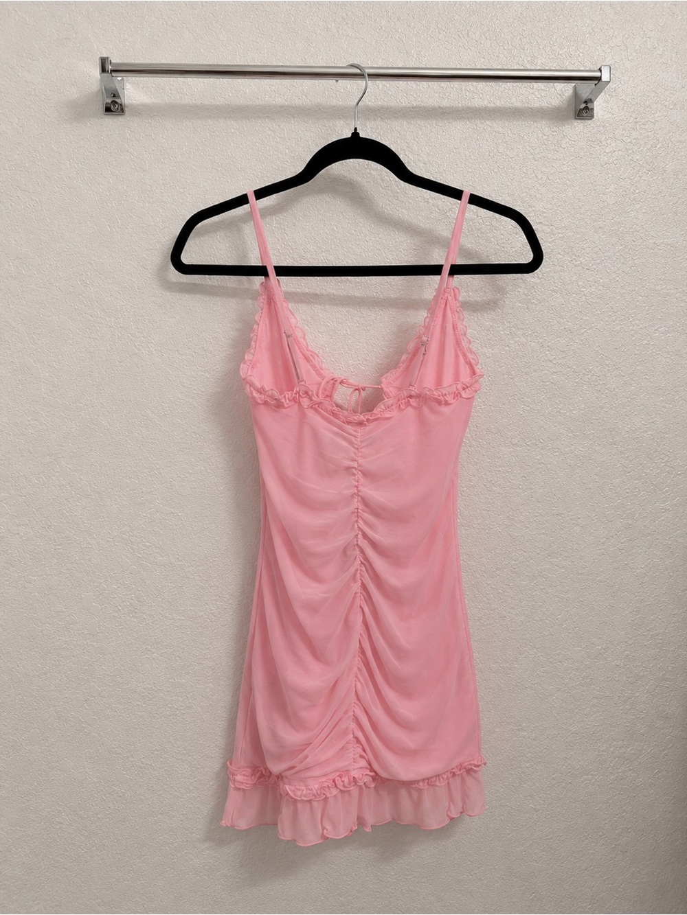 White Fox Pink Ruffle Cutout Mini Dress NWT - Picture 2 of 2